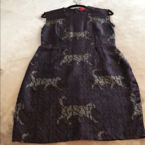 Lanvin Silk Sleeveless Logo & Cat Print Dress